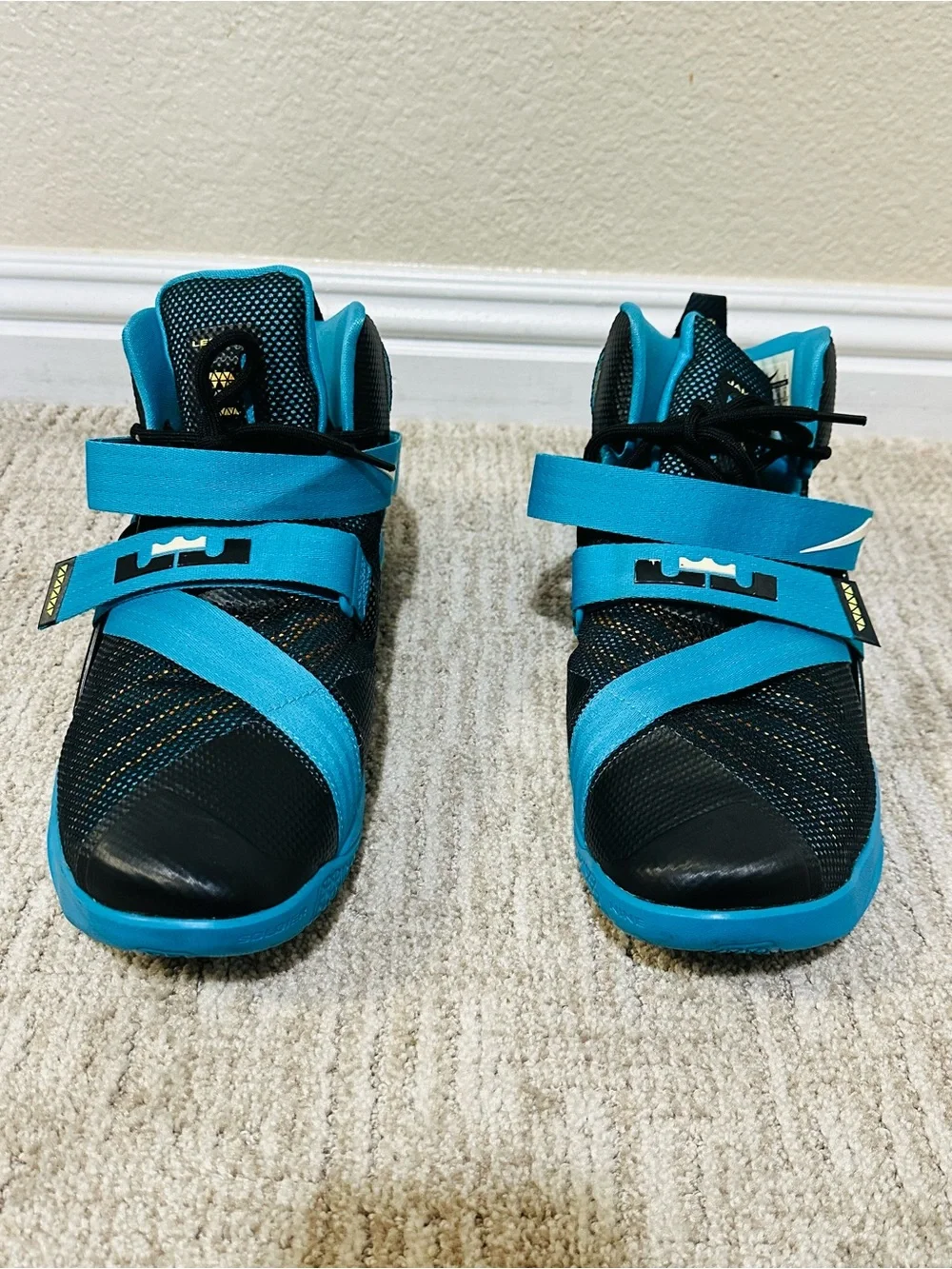 Nike Basketball Shoes in Teal & Black with Yellow Accent